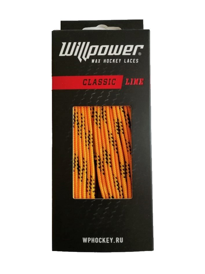 Шнурки Willpower серии Classic 244 см, оранжевые с пропиткой