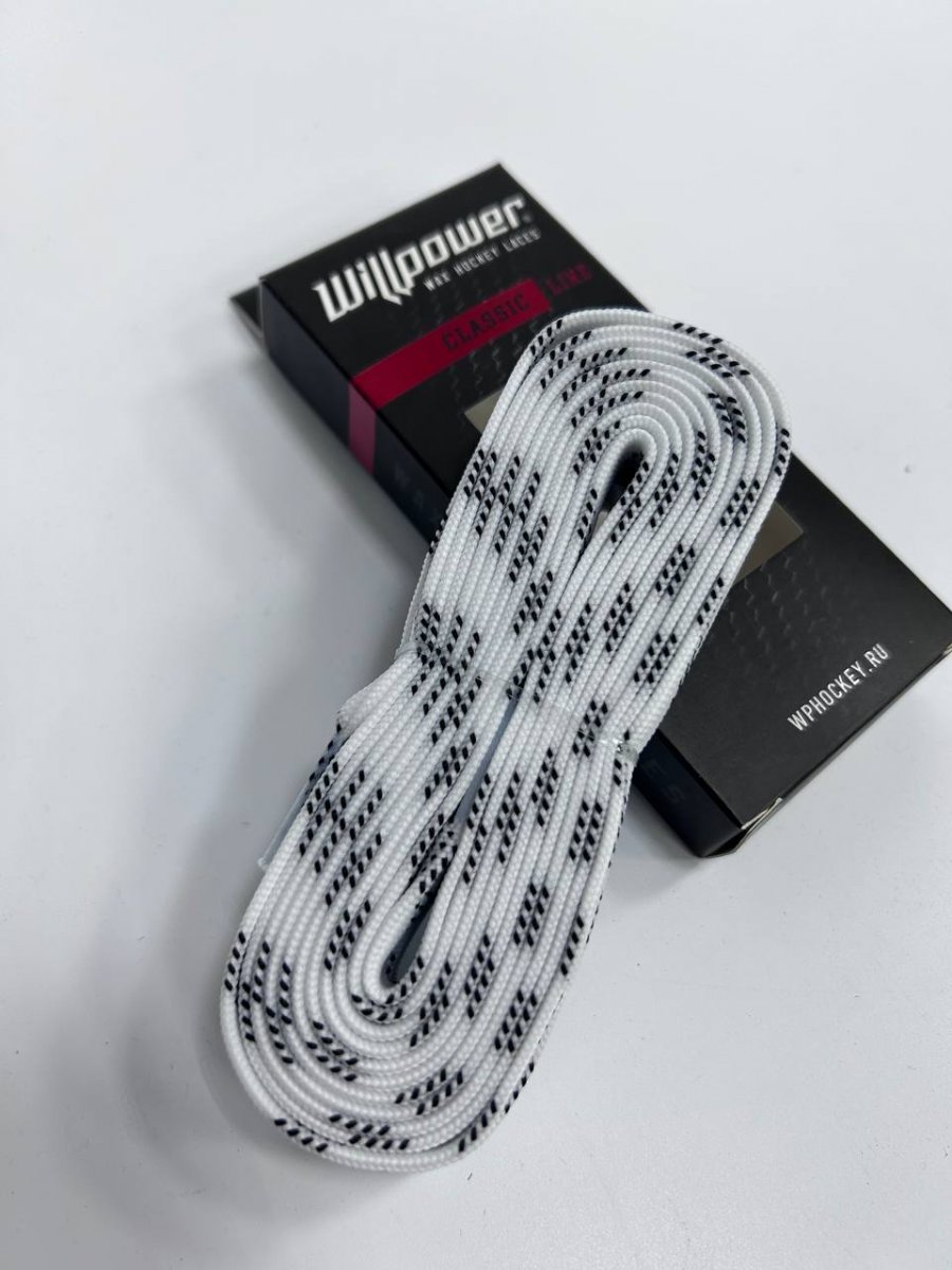 Шнурки Willpower серии Classic 330 см, белые с пропиткой